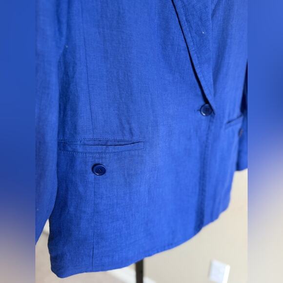 NWT Madewell 100% Linen Blazer Style NL227 Cobalt Blue Size Extra Small XS $158 - Picture 3 of 6